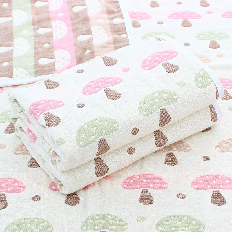 6 layers of gauze, baby bath towel, blankets