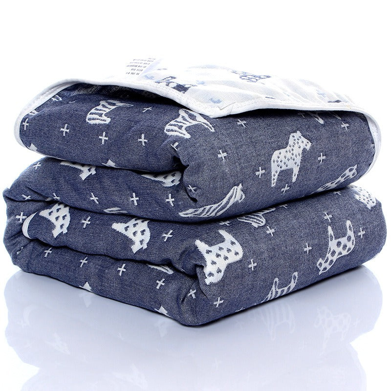 6 layers of gauze, baby bath towel, blankets