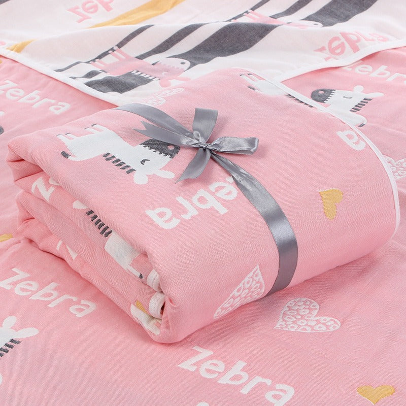 6 layers of gauze, baby bath towel, blankets