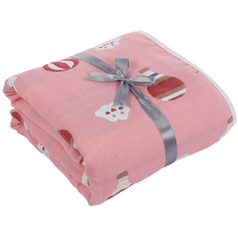 6 layers of gauze, baby bath towel, blankets