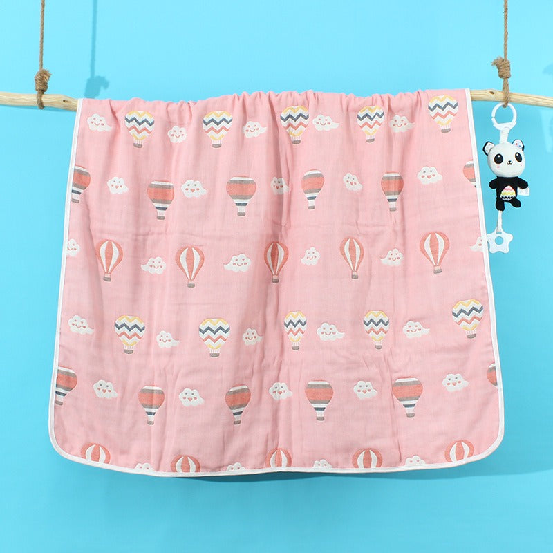 6 layers of gauze, baby bath towel, blankets