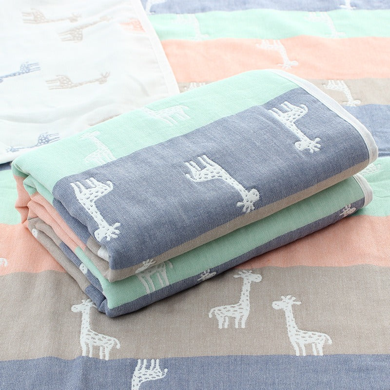 6 layers of gauze, baby bath towel, blankets